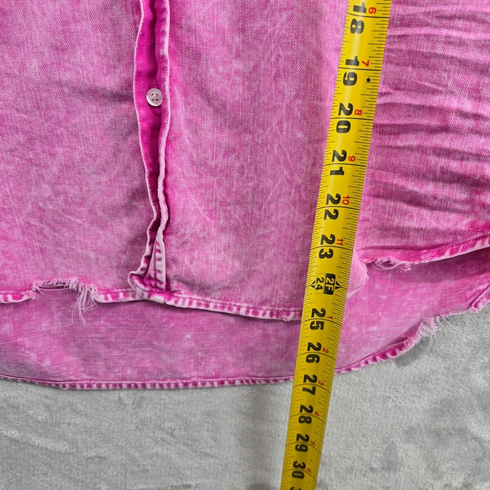 Frank & Eileen Size Small Pink Mineral Acid Wash Cotton Button Down Shirt - Picture 3 of 8